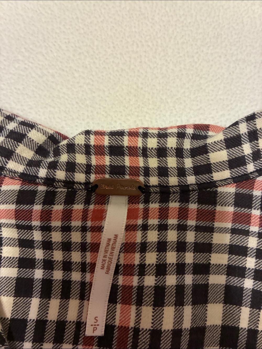 Free People Black, White & Red Plaid Shirt